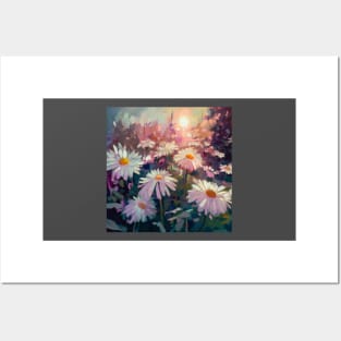 White Daisies in Garden Posters and Art